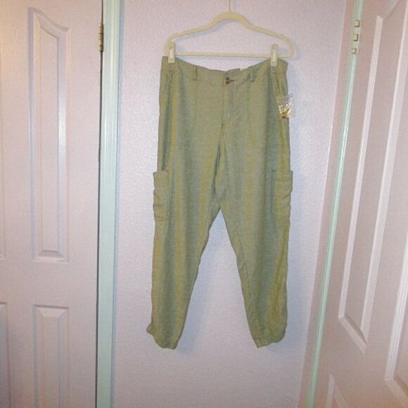 NWT Sonoma SYDNEY Linen Blend Size 14 PANTS Jogger UTILITY Cargo 6 POCKETS High - Picture 1 of 12